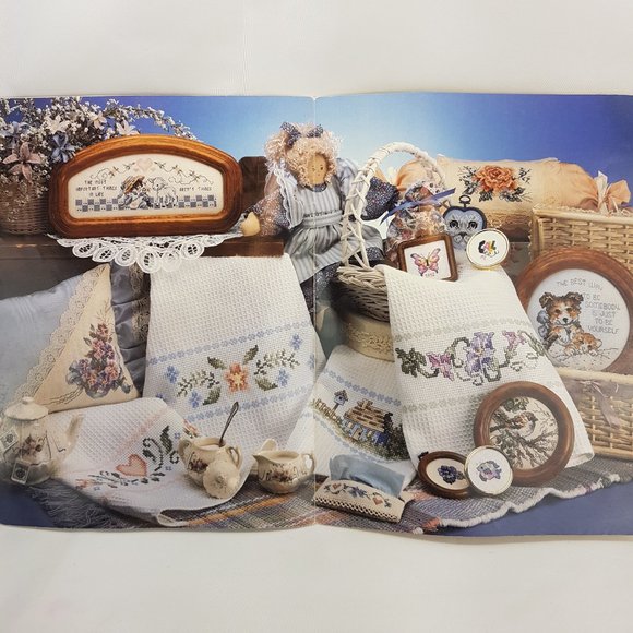 Vintage 80s 90s Cross Stitch Pattern Books Needlework Craft Books Finger Towel - Picture 12 of 16